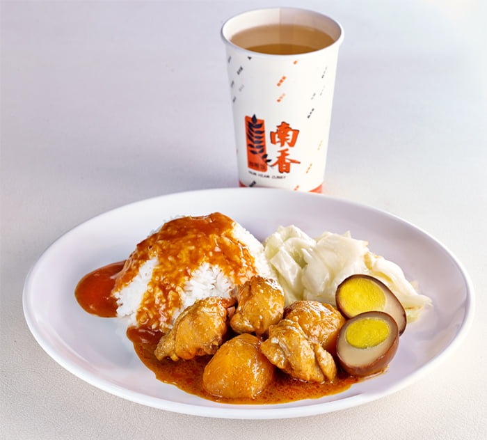 白饭+咖喱鸡+卤蛋+高丽菜+饮料